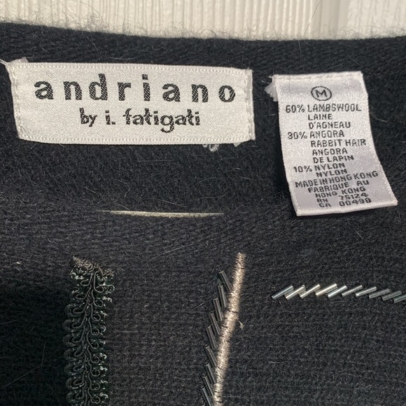 Andriano by i.fatigati Beaded lambswool embellished pullover size Medium Black - Picture 3 of 9